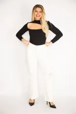 Kadın Kemik Rahat Kesim Yırtık Detaylı Likralı 5 Cep Kot Pantolon 65N35267