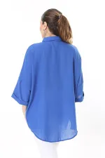 Chemise en similicuir grande taille pour femme, fermeture à boutons-pression, poche et détail sur le devant 65N37698 Chemise en similicuir grande taille pour femme, fermeture à boutons-pression, poche et détail sur le devant 65N37698