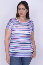 Kadın Renkli Düşük Kollu Çizgili  65N26208