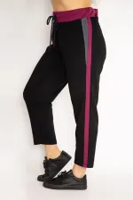 Kadın Siyah Beli Kuşgözü Bağcıklı Renk Detaylı Spor Pantolon 65N35047