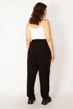 Kadın Siyah Beli Ve Paçaları Lastik Detaylı Rahat Kesim Cepli Spor Pantolon 65N33763
