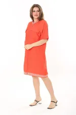 Kadın Büyük Beden Nar Ön Fermuarlı Ribana Detaylı Aerobin Kumaş Elbise 65N37880