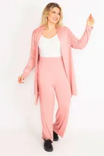 Kadın Mavi Yan Bağcık Detaylı Hırka Pantolon Takım 65N34906