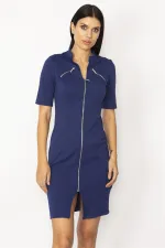 KADIN SAKS ÖN FERMUARLI OFİS ELBİSE