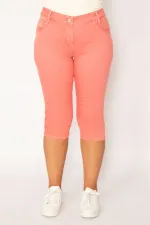 Kadın Gül Kurusu Likralı 5 Cep Kot Kapri 65N34116