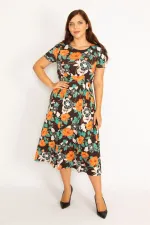 Kadın Renkli Beli Lastik Detaylı Elbise 65N35042