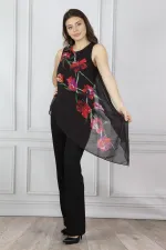 Kadin Siyah Şifon Detayli Tulum 26N12044