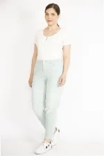 Kadın Su Yeşili Büyük Beden 5 Cepli Kot Pantolon