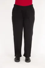 Kadın Siyah Büyük Beden Çima Dikişli Yan Cepli Eşofman Alt