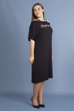 Kadın Haki Sim Detaylı Ön Baskılı Viskon Elbise 65N27473