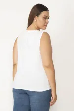 Kadın Beyaz Delik İş Nakış Ve Bel Bağcık Detaylı Bluz 65N27859