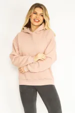 Kadın Pudra 3 İplik İçi Şardonlu Sweatshirt 65N35068