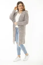 Kadın Büyük Beden Lila Kalın Triko Hırka 65N37170