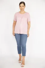 Kadın Somon Büyük Beden Ön Detaylı Bluz