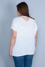 Kadın Kemik İnce Viskon Kumaş V Yakalı Düşük Kol Bluz 65N23663