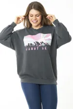 Women's Plus Size Smoke Digital Printed Sweatshirt 65N37159