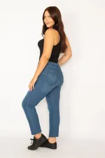 Kadın Lacivert Likralı 5 Cep Kot Pantolon 65N34241