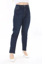 Kadın Büyük Beden Yüksek Bel Dar Paçalı Likralı Kot Pantolon 65N38091