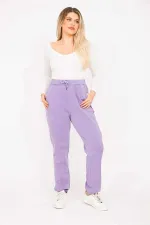 Kadın Lila 3 İplik Kumaş Kup Dikişli Eşofman Alt 65N35279