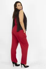 Kadın Bordo Şifon Ve Boncuk Detaylı Tulum 26N12683