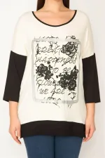 Kadın Kemik Önü Baskı Ve Taş Detaylı İki Renkli Tunik 65N31414