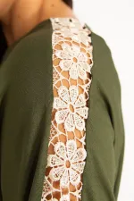 Kadın Bordo Dantel Detaylı Bluz 65N34646