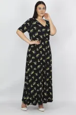 KADIN SİYAH ANVELOP YAKA VİSKON ELBİSE