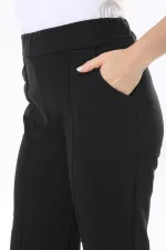 Kadın Büyük Beden Siyah Ütü İzi Çima Dikişli Yan Cepli Pantolon 65N37902