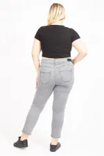 Kadın Gri Likralı 5 Cep Kot Pantolon 65N35551