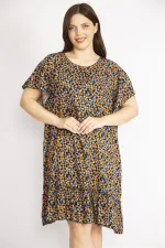 Kadın Bordo Büyük Beden Bisiklet Yakalı Etek Ucu Katlı Elbise