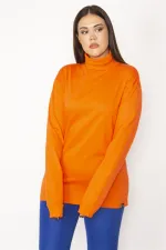 Kadın Turuncu Pamuklu Kumaş Boğazlı Yaka Bluz 65N29627