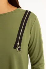 Women's Burgundy Ornamental Zippered Sweatshirt 65N34599