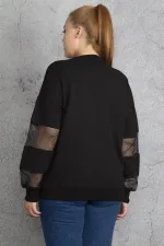 Women's Khaki Mesh Detailed Sweatshirt 65N18844