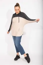 Kadın Gri Rahat Kesim Yumoş Kumaş Kapşonlu Cepli Sweatshirt 65N35488