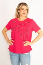 Kadın Fujya Taş Detaylı Bluz 65N34525