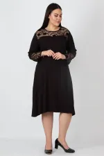 Kadın Siyah Dantel Detaylı Elbise 65N16219