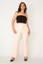 Kadın Hardal Beli Kuşak Bağlamalı Yan Gizli Fermuarlı Pantolon 65N33793