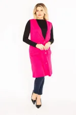 Kadın Fujya Ön Düğmeli Uzun Yelek 65N35012