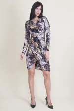 ANVELOP YAKALI ÖN DETAYLI ELBİSE