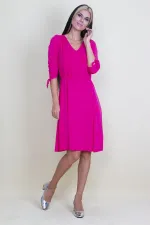 KOL VE BEL DETAYLI YIRTMAÇLI ELBİSE