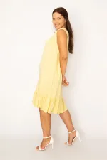 Kadın Bordo Etek Ucu Fırfırlı Viskon Elbise 65N35402