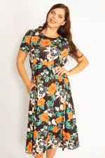 Kadın Renkli Beli Lastik Detaylı Elbise 65N35042