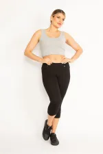 Kadın Lacivert Ön Süs Ve Arka Cepli Tayt  65N34639