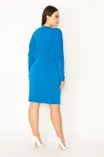 KADIN BORDO GÖĞÜS VE BEL DETAYLI ELBİSE