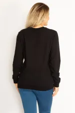 Kadın Siyah Ön Baskılı Sweatshirt 65N34683