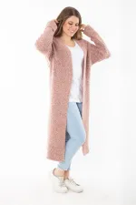 Kadın Büyük Beden Renkli Yırtmaçlı Kalın Triko Uzun Hırka 65N37306