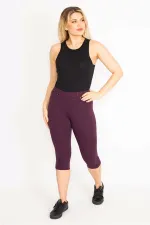 Kadın Mürdüm Ön Süs Ve Arka Cepli Tayt  65N35202