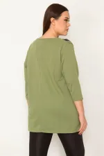 Kadın Haki Süs Fermuarlı Tunik 65N32783