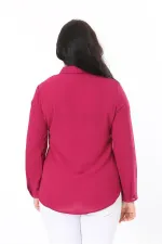 Kadın Büyük Beden Fujya Gizli Pat Ön Düğmeli Bluz 65N38019