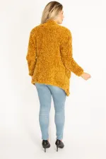 Kadın Safran Cepli Kalın Triko Hırka 65N34602